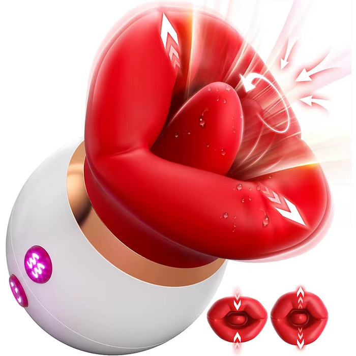 10 Vibration Clitoral G Spot Massager Rose Rotation Oral Sucking Tongue Licking Vibrator Sex Toy