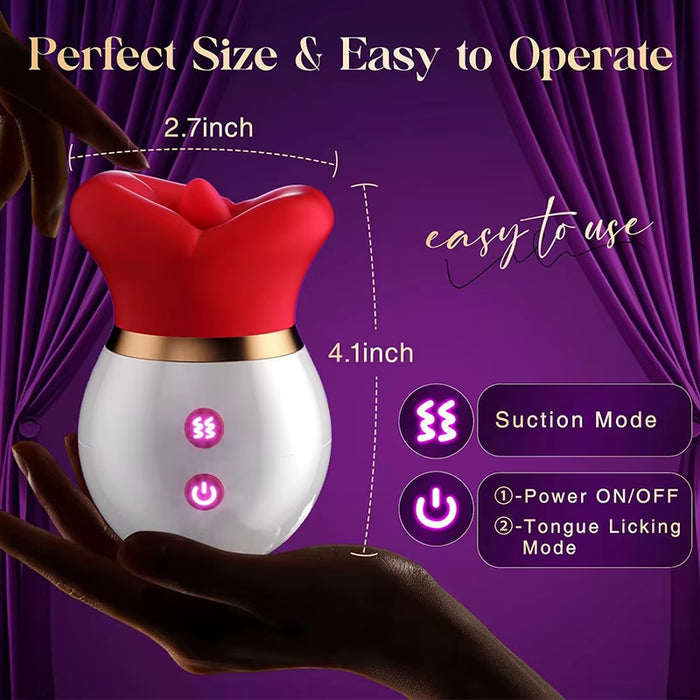 10 Vibration Clitoral G Spot Massager Rose Rotation Oral Sucking Tongue Licking Vibrator Sex Toy