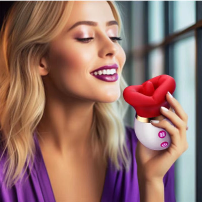 10 Vibration Clitoral G Spot Massager Rose Rotation Oral Sucking Tongue Licking Vibrator Sex Toy