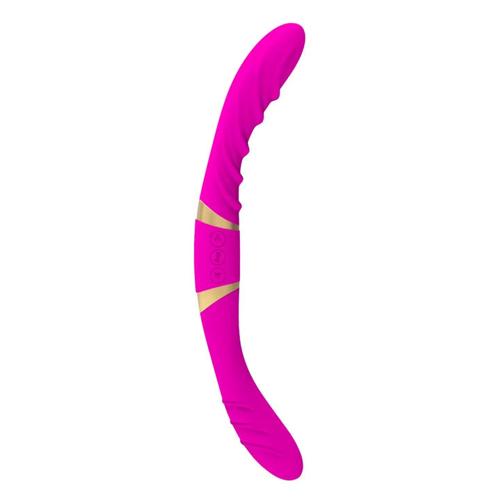 12 Frequency Silicone Flexible Dildo Double Motor Vibrating Lesbian Double Ended Vibrator