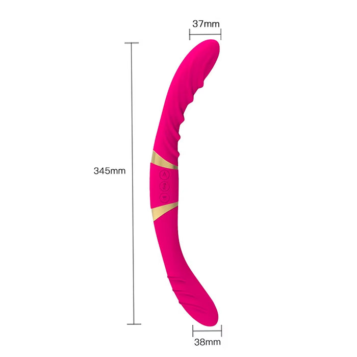 12 Frequency Silicone Flexible Dildo Double Motor Vibrating Lesbian Double Ended Vibrator