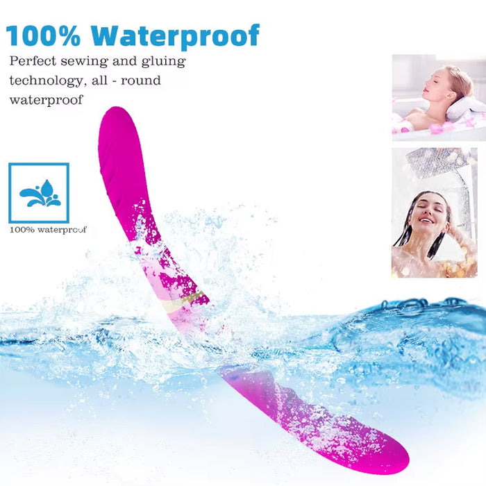 12 Frequency Silicone Flexible Dildo Double Motor Vibrating Lesbian Double Ended Vibrator