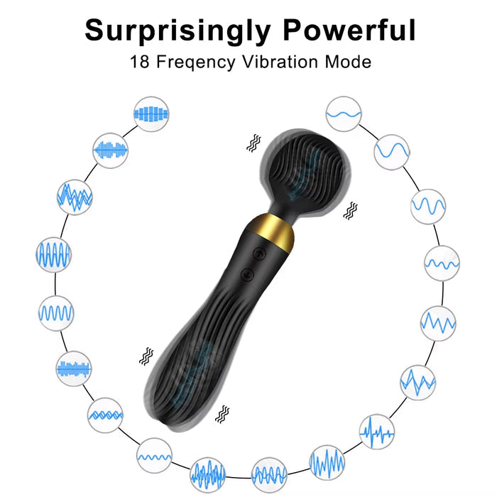18 Speed Double Heads Vibrating G Spot Vaginal Clitoris Massage Dildo Vibrator Av Magic Massager Wand