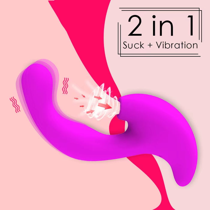 2 in 1 Powerful Pulse Shock Clitoris Stimulation Sucking Dildo Vibrator Finger G Spot Masturbators Sex Toy