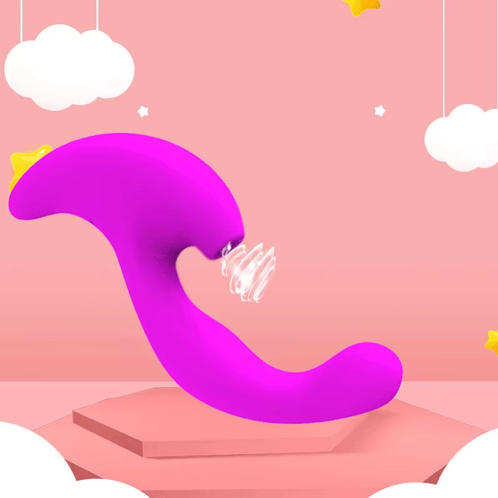2 in 1 Powerful Pulse Shock Clitoris Stimulation Sucking Dildo Vibrator Finger G Spot Masturbators Sex Toy