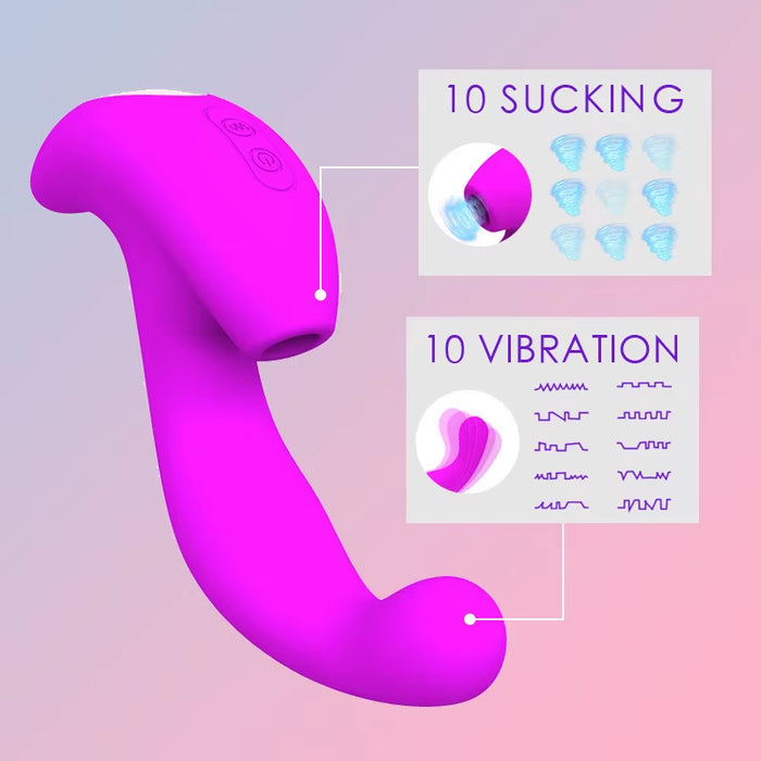 2 in 1 Powerful Pulse Shock Clitoris Stimulation Sucking Dildo Vibrator Finger G Spot Masturbators Sex Toy