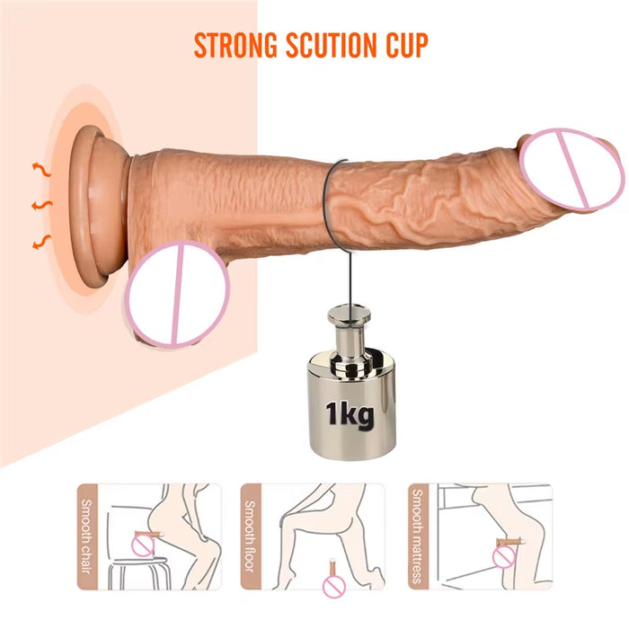 4 in 1 Rotating Vibrating and Thrusting Heating Real Penis Suction Cup Remote Telescopic Dildo