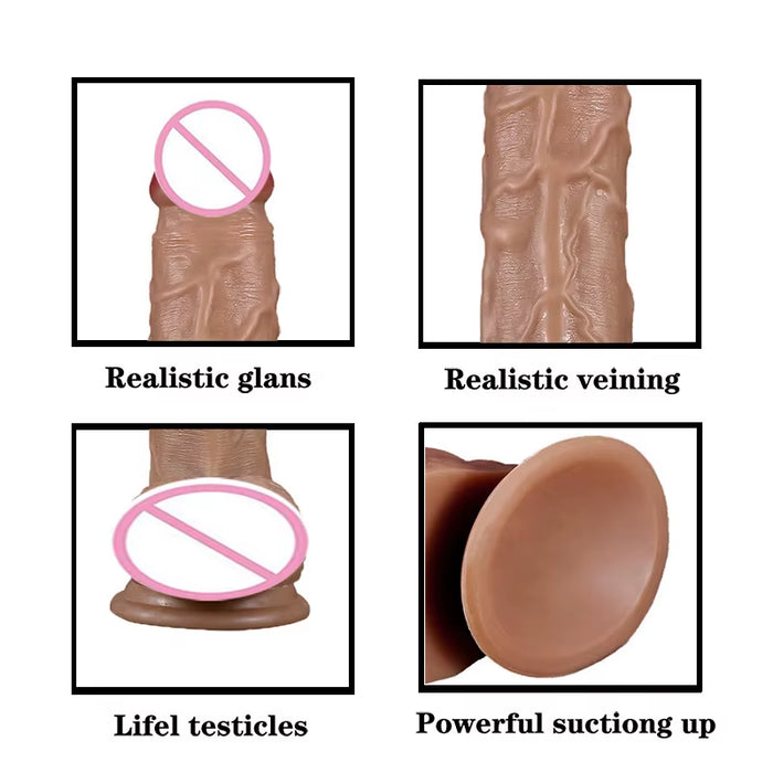 8 Inch Female Masturbator Penises Sex Toys Pvc Soft Lifelike Realistic Dildo