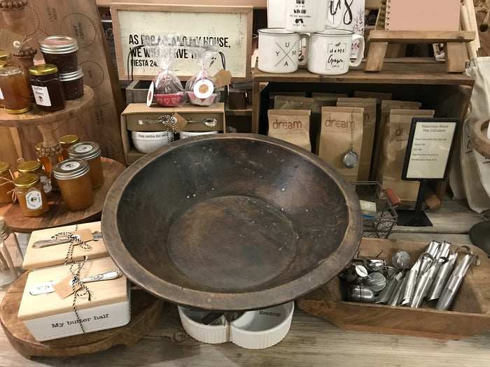 JC and Rollie® Found Natural Wooden Round Dough Bowl, Large