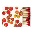 Tomato Matches Celebration Birthday Candle Matches box with illustrated tomato vine design and wooden matches