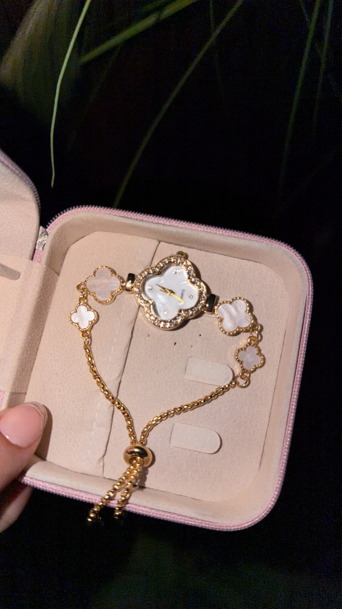 Alhambra watch white with gold