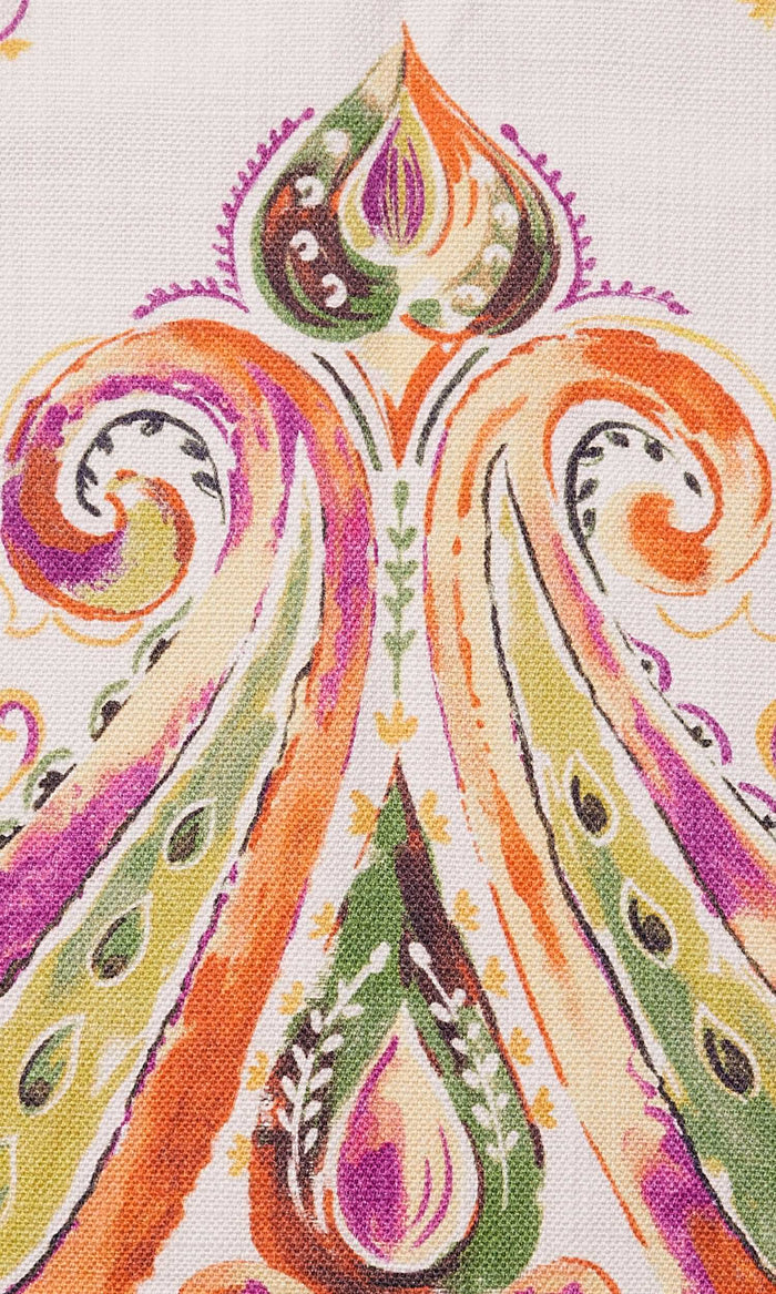Paisley Print Home Textile Fabric Material By the Metre (Green/ Orange)