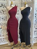 Asymmetrical Backless Dress-Estira, Stretchy