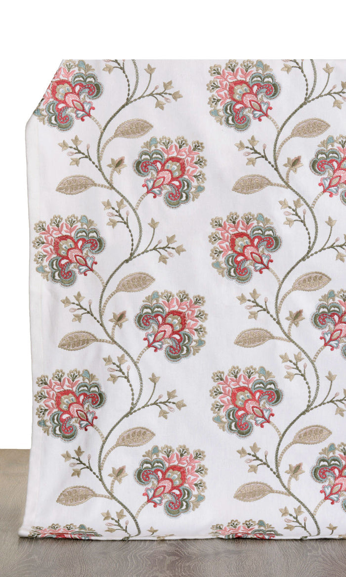 Floral Embroidery Home Textile Fabric Material By the Metre (White/ Red/ Pink)