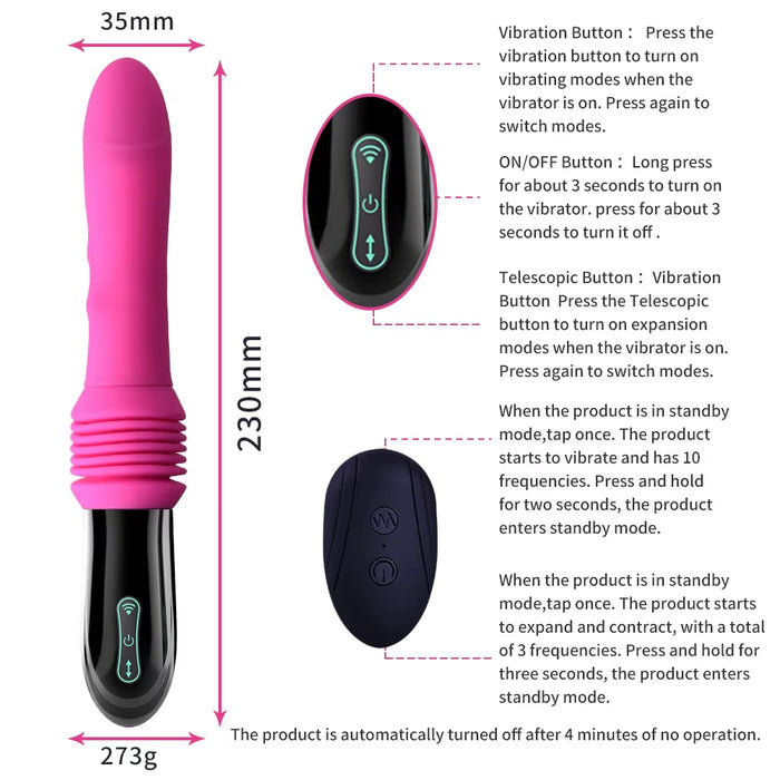 Automatic Remote Control Telescopic Insertion Female Masturbation Vibrator Vaginal Climax Thrusting Dildo Machine