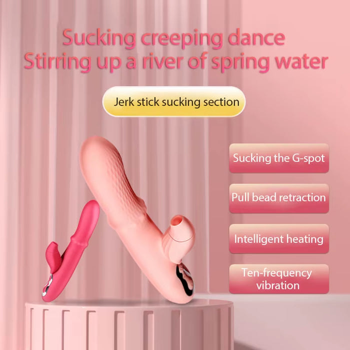 Automatic Telescopic Dildo Vibrating Vaginal Massage Rod G-Point Suction Vibrator Adult Sex Toy