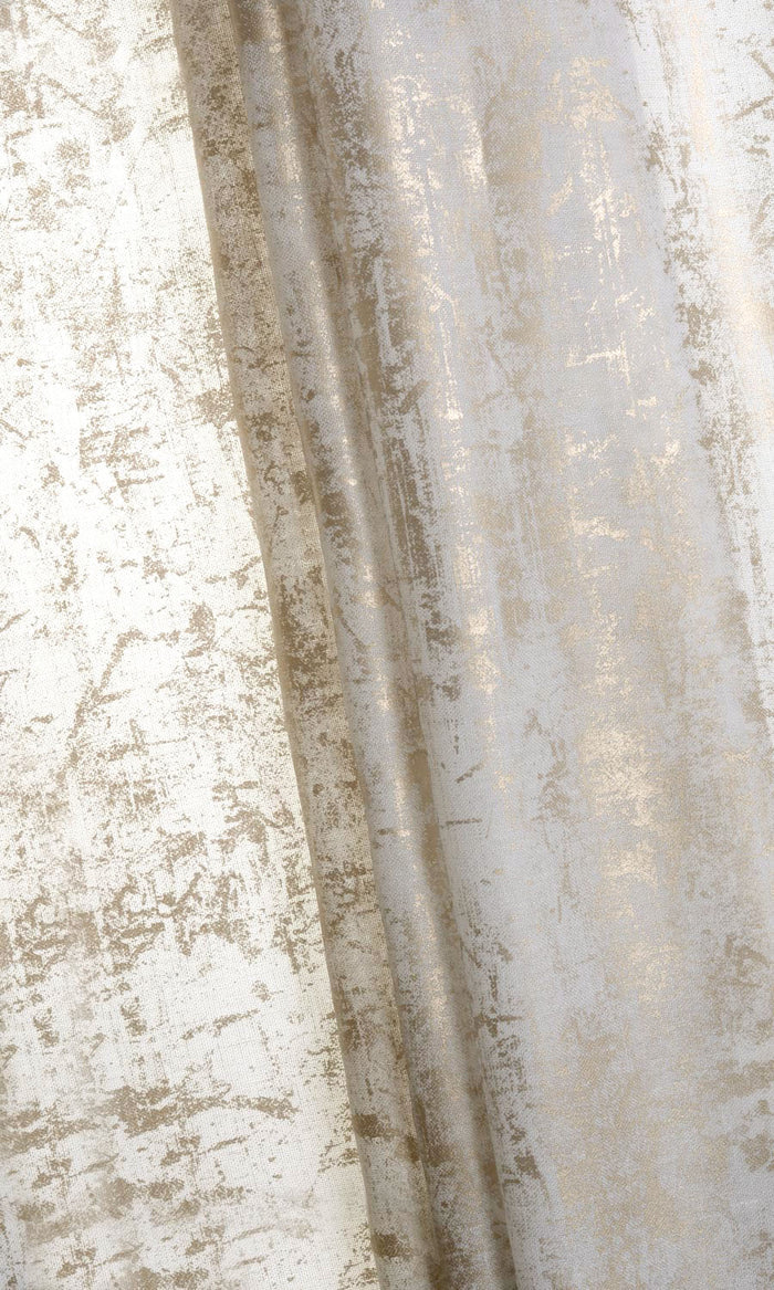 Sheer Fabric By the Metre for Curtains & Drapes (White/ Metallic Golden)