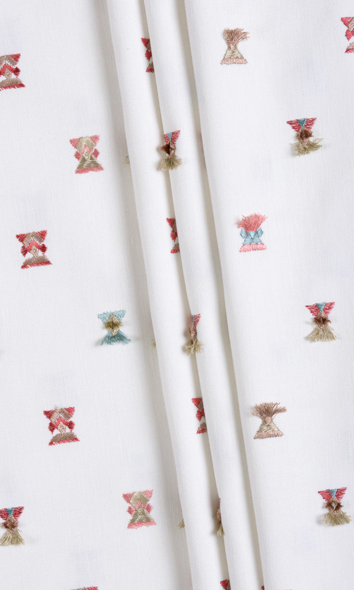 Embroidered Fabric Material By the Metre (Red/ Pink/ Blue/ White)