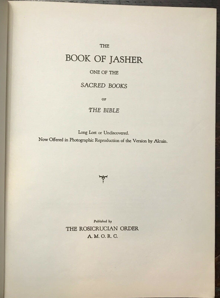 BOOK OF JASHER, SACRED BOOK OF THE BIBLE - 1948 ROSICRUCIAN AMORC MAGIC JEWS