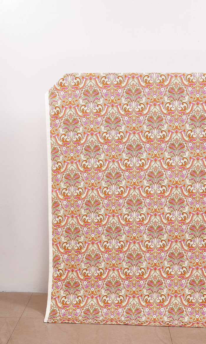 Fleur De Lis Print Home Décor Fabric By the Metre (Orange/ Purple)
