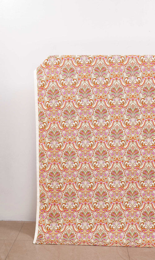 Fleur De Lis Print Home Décor Fabric By the Metre (Orange/ Purple)