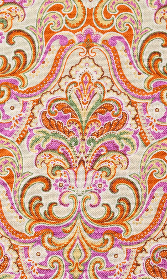 Fleur De Lis Print Home Textile Fabric Material By the Metre (Orange/ Purple)