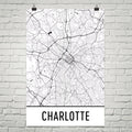 Charlotte NC Street Map Poster White
