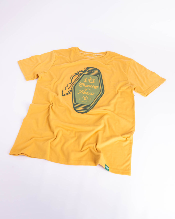 Checking Into Nature | Unisex Tee | Mustard