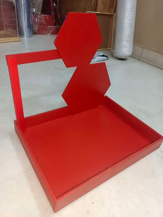 Hexagon sections on red Chhab decoration tray