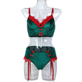 New Arrival Christmas Velvet V-Neck 2 Pcs Lingerie Set Wholesale Erotic Lace Decoration Underwear Set