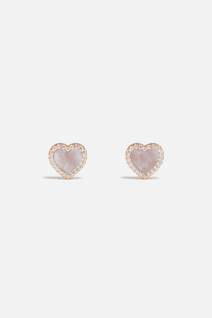 APM Heart Earrings, a tender rose glow whispering pure romance.