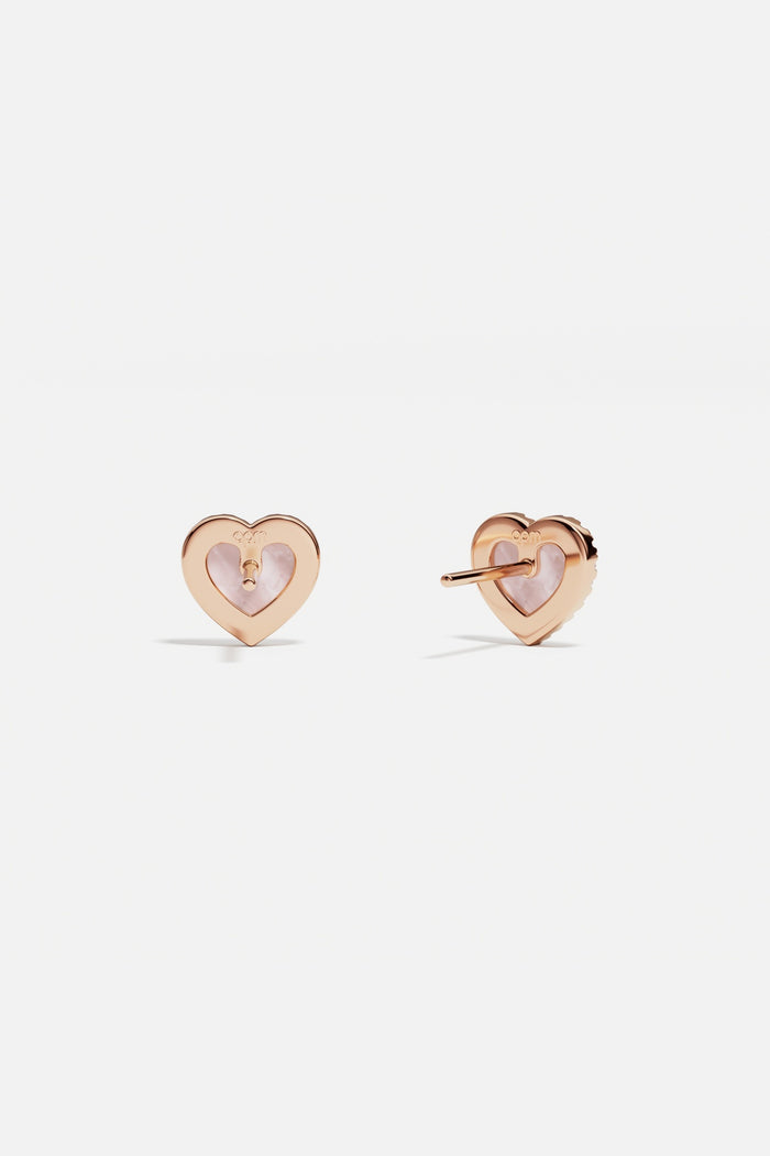APM Heart Stud Earrings in rose color, a whisper of romance.