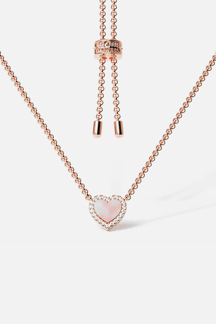 APM Heart Necklace in rose color, a tender glow of romance.