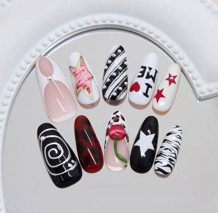 Cool black goth nails 24ps