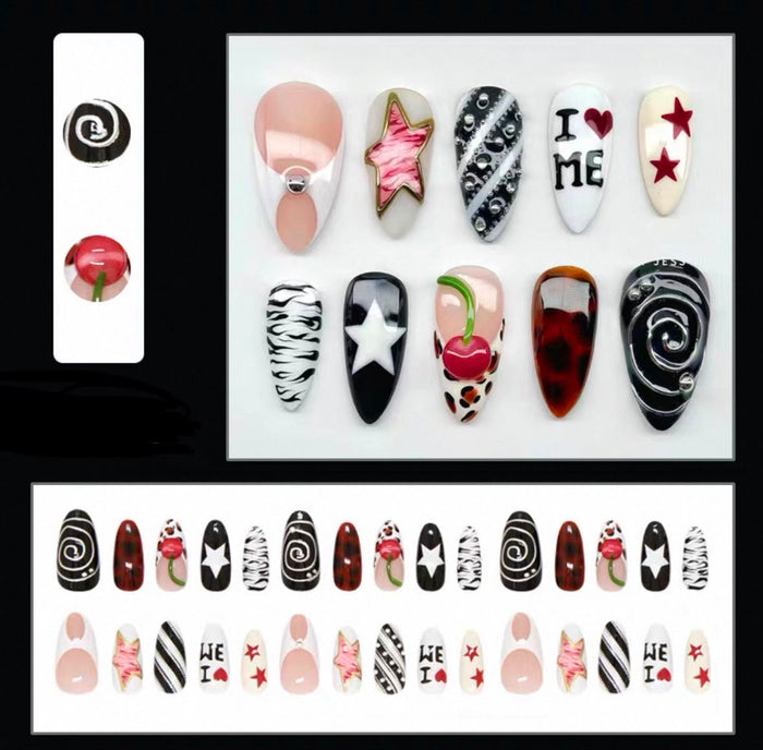 Cool black goth nails 24ps