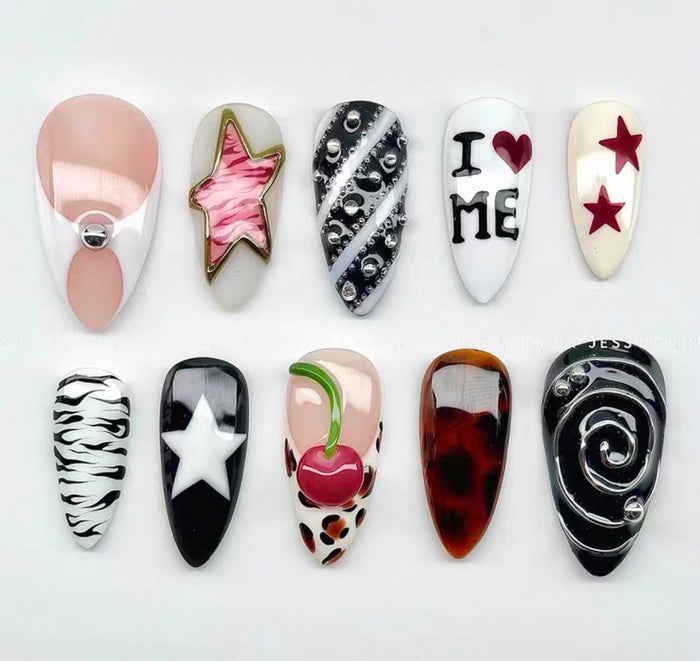 Cool black goth nails 24ps