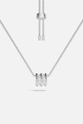 APM Necklace with a luminous charm, effortless elegance in rhodium finish.