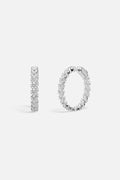 APM Hoop Earrings, a shimmering cascade of brilliance in rhodium finish.