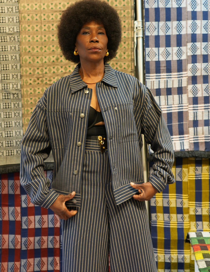 Cropped Diagne Pin Striped Jacket