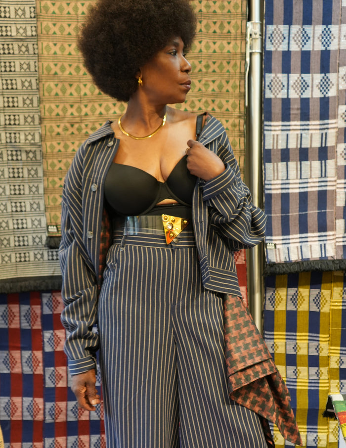 Cropped Diagne Pin Striped Jacket