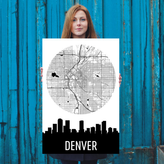 Denver Skyline Silhouette Art Prints
