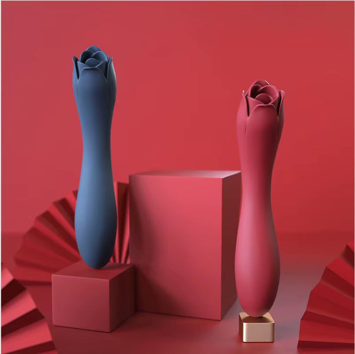 Dora Sex Toy G- Spot Tongue Licking Rose Flower Wand Vibrator