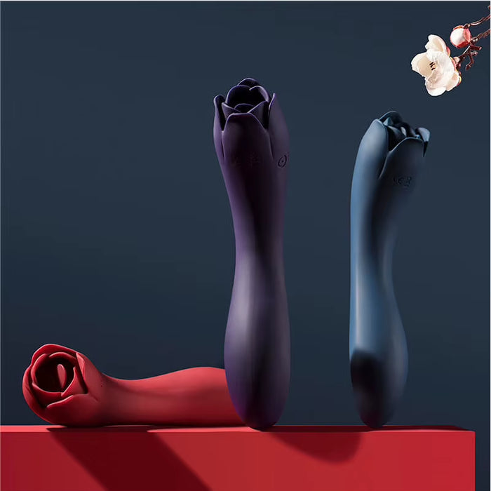 Dora Sex Toy G- Spot Tongue Licking Rose Flower Wand Vibrator