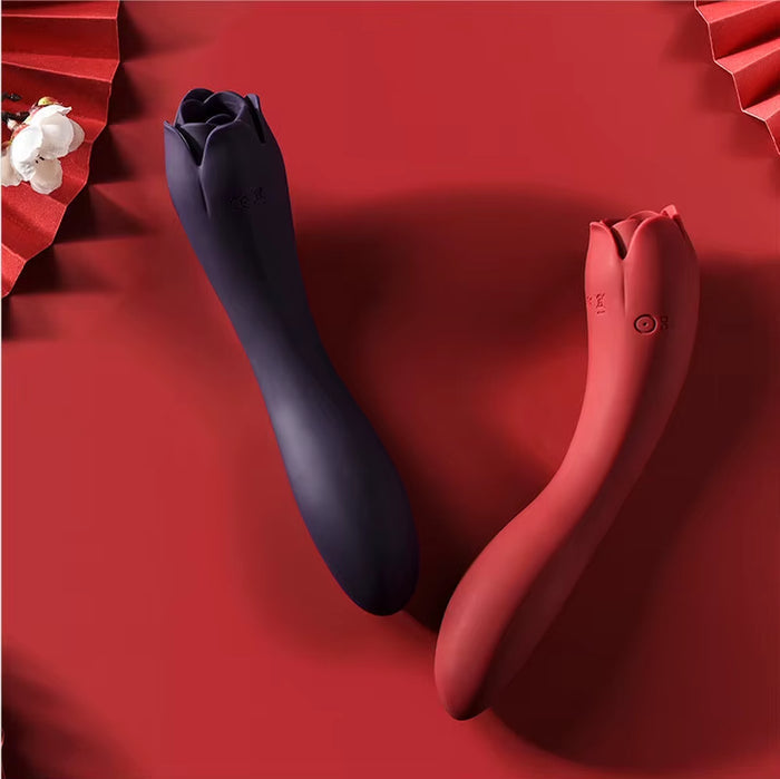Dora Sex Toy G- Spot Tongue Licking Rose Flower Wand Vibrator