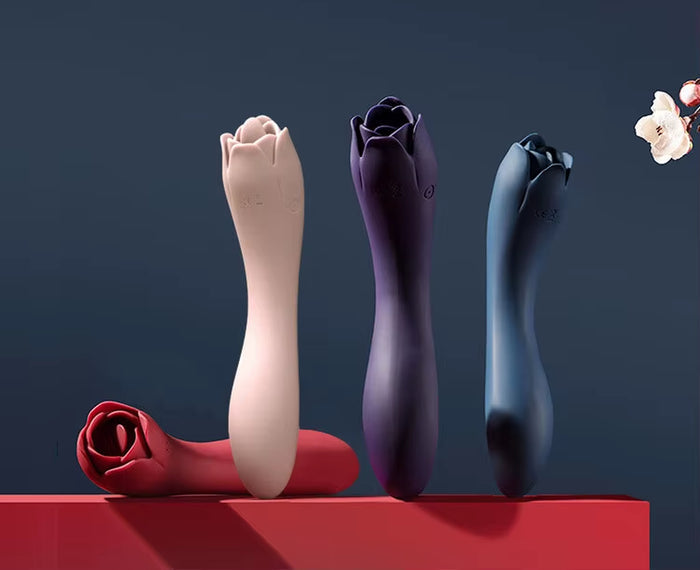 Dora Sex Toy G- Spot Tongue Licking Rose Flower Wand Vibrator