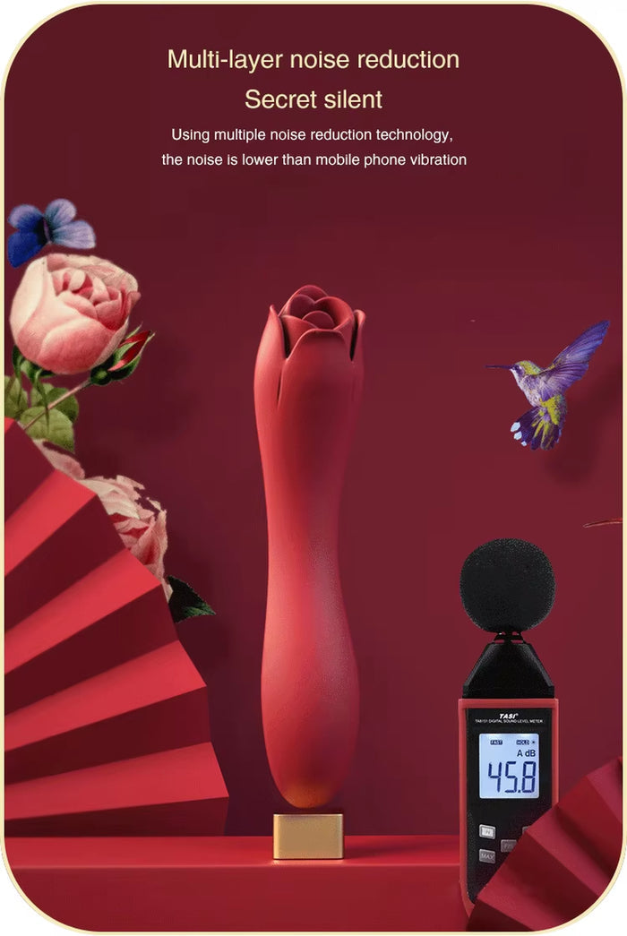 Dora Sex Toy G- Spot Tongue Licking Rose Flower Wand Vibrator