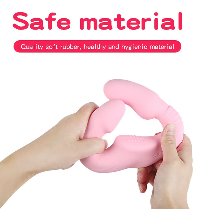 Double Ended Head Vibrating Remote Control G Spot Clit Stimulation Sex Toy Strapless Strap on Dildo Vibrator