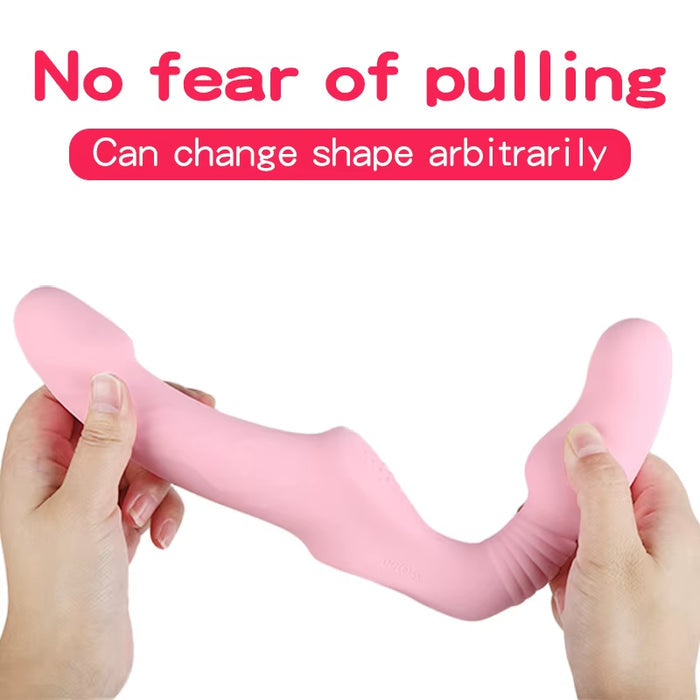 Double Ended Head Vibrating Remote Control G Spot Clit Stimulation Sex Toy Strapless Strap on Dildo Vibrator