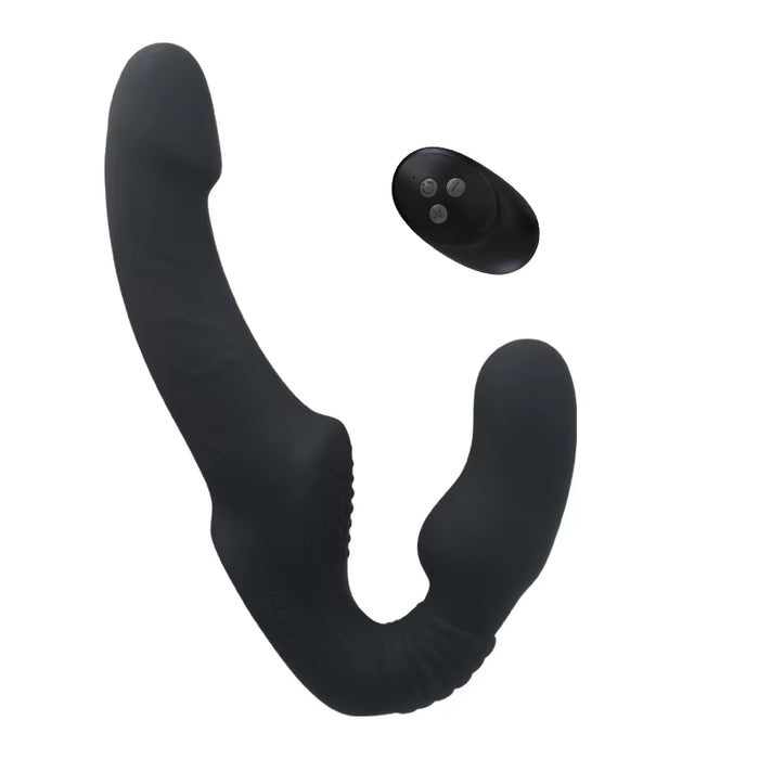 Double Ended Head Vibrating Remote Control G Spot Clit Stimulation Sex Toy Strapless Strap on Dildo Vibrator