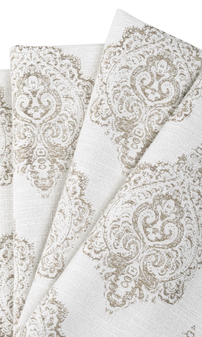 Damask Poly-Cotton Home Textile Fabric Material By the Metre (Cream/ Pale Beige)